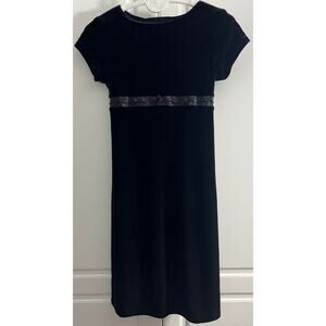 X-trordinary Girl's Black Velour Short Sleeve Dress with Beaded Detail Size 7